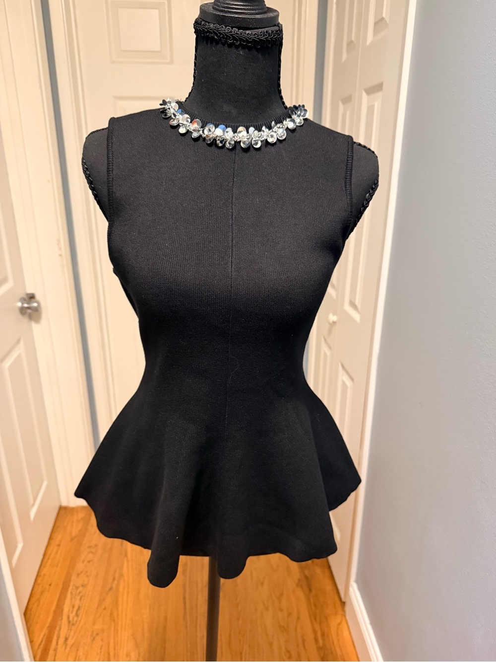 ENDLESS ROSE Jewel Trim Peplum Top Black S NWOT